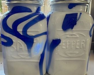 Cobalt blue and white swirl salt and pepper 