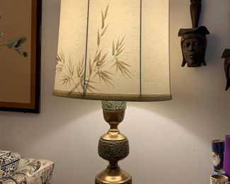 #12	Heavy Copper Lamp w/Shade hand-painted bamboo leaves - 39" Tall	 $125.00  - sold
#13	Heavy Copper Lamp w/Shade hand-painted bamboo leaves - 39" Tall	 $125.00 
