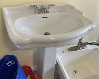 #53	White Porcelain Pedistal Sink w/2 tone Handles - 21x26x36	 $100.00 
