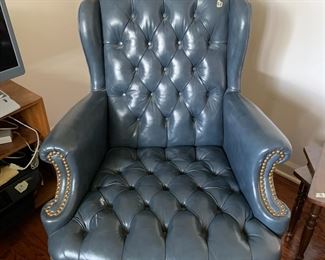 #65	Blue Button Back Wingback Chair w/nailhead Trim (as is)	 $75.00 
