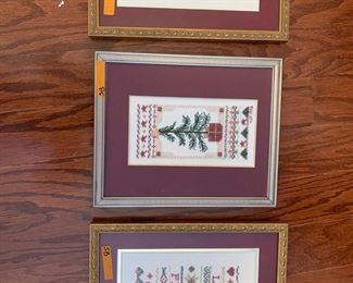 #72	Set of 3 Needlepoint Framed Christmas Prints - approx 11.5x9 each	 $30.00 
