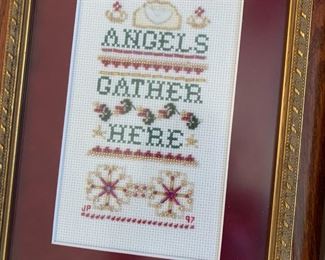 #72	Set of 3 Needlepoint Framed Christmas Prints - approx 11.5x9 each	 $30.00 
