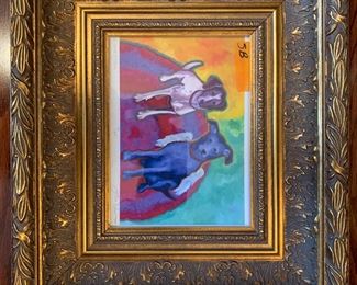 #74	Signed Dog Print w/gold Frame no 9/60  "by Lilly and EKU	 $40.00 
