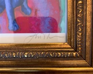 #74	Signed Dog Print w/gold Frame no 9/60  "by Lilly and EKU	 $40.00 
