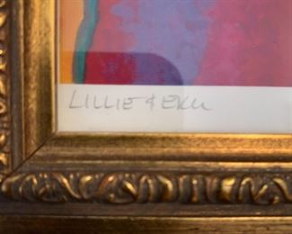 #74	Signed Dog Print w/gold Frame no 9/60  "by Lilly and EKU	 $40.00 
