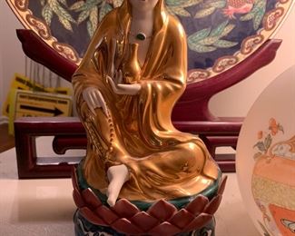#80	Vtg. Beautiful Chinese Guan Yin Goddess 12" Signed & Numbered 	 $70.00 
