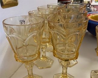 #89	Fostoria Virginia Yellow Goblet 7" Tall  - set of 8	 $50.00 
