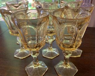 #90	Fostoria Virginia Yellow Goblet 6" Tall  - set of 8	 $40.00 
