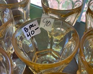 #90	Fostoria Virginia Yellow Goblet 6" Tall  - set of 8	 $40.00 
