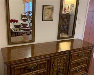 #96	Burlington House Furn. Dresser w/9 Drawers & 2 doors w/separate Mirrors - 70wx19Dx32T  mirror 49Tx19.5W	 $125.00 
