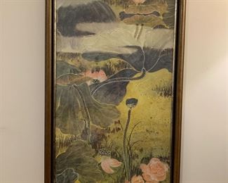 #103	Lady Lotus by Cecelia Lynn 1979 Print 201/1000 in a wood Frame w/Brass Corners - 26.5x50	 $100.00 
