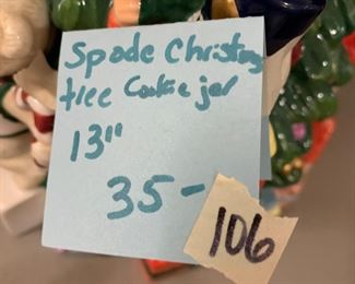 #106	Christmas Tree Cookie Jar - 13"Tall - Spode	 $35.00 
