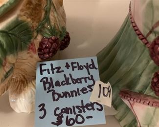 #109	F&F Blackberry bunnies - set of 3 cannisters	 $60.00 
