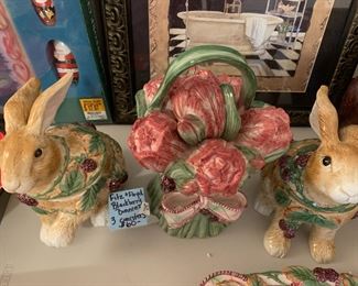 #109	F&F Blackberry bunnies - set of 3 cannisters	 $60.00 
