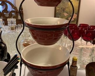 #115	Longaberger 3 Bowls w/Stand - 19" Tall	 $40.00 
