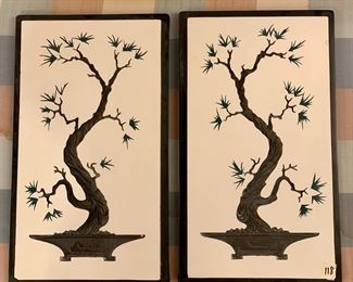 #118	Set of 2 Bonsai Relief Plaque - 15"Tx8.75"W - set of 2	 $30.00 
