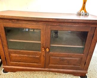 Wood Media Cabinet with glass doors