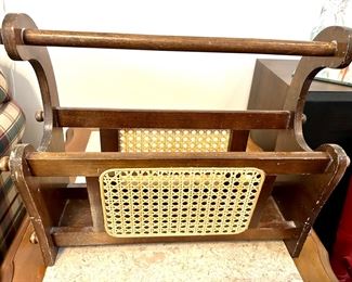 Vintage Wood/Cane Magazine Holder