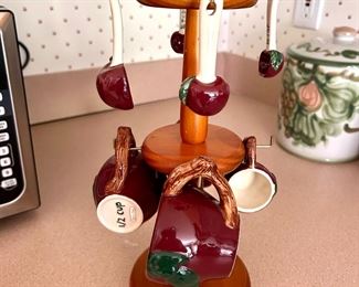 Vintage Stoneware Apple Measuring Cups and Spoons