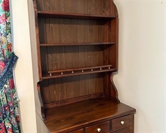 Vintage Ethan Allen Old Tavern Pine Cabinet with Hutch