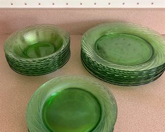 Vintage Green Pyrex Festiva Plates and Bowls