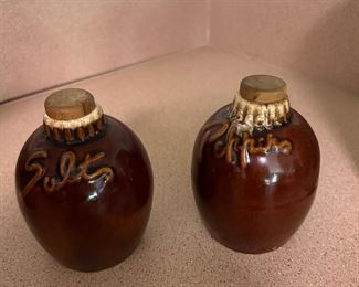 Vintage Pottery Brown Drip S&P