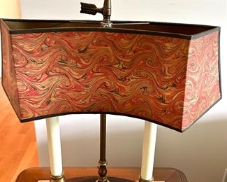 Vintage Desk Lamp with Marbleized Shade