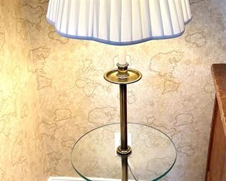 Vintage Glass/Brass MCM Floor Table Lamp