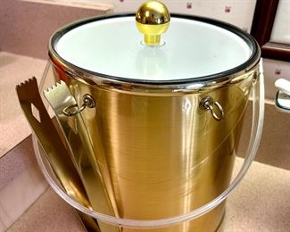 Gold Tone Ice Bucket with Thongs