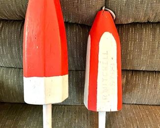 Handmade and Signed Wood Bouys