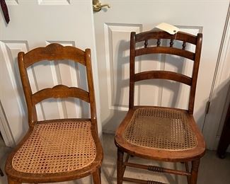 Vintage Wood and Cane Bottom Chairs