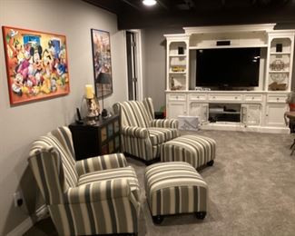 Like new occasional fabric chairs and ottoman