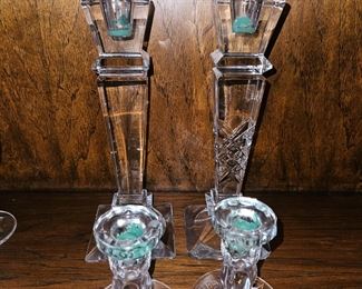 Pair Geometrical Decor Crystal Candlesticks, 
