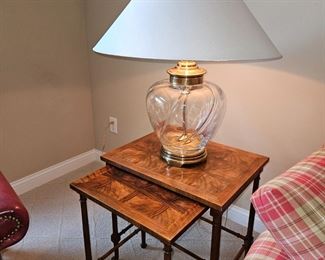 Baker Furniture Nesting Tables & Frederick Cooper Glass & Brass Lamp!
