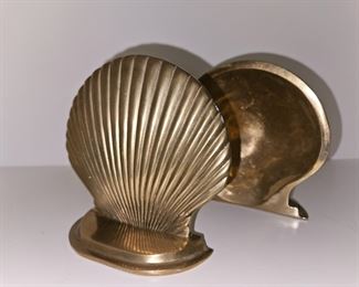 Brass Oyster Clam Sea Shell Bookends!
