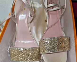 Kate Spade Gold Glitter Satin Sandals Made In Italy 
Sz 91/2!
