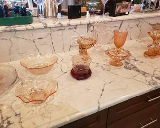 Pink depression glass