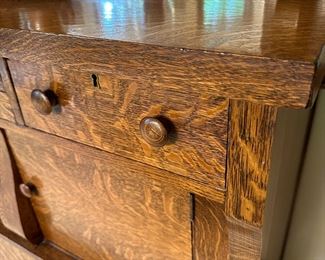 American Empire Revival oak sideboard server with mirror, circa 1900's