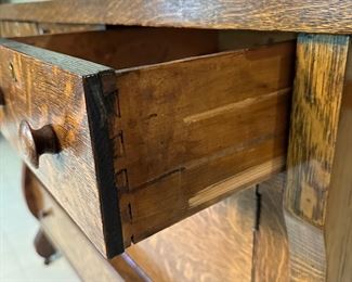 American Empire Revival oak sideboard server with mirror, circa 1900's