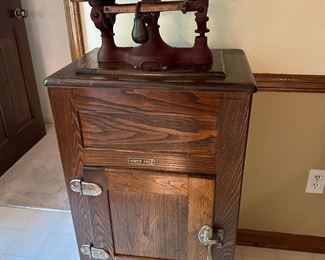 North Pole vintage oak ice box