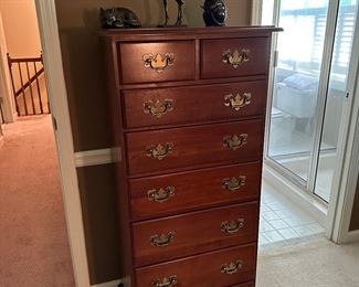 Vintage American eight drawer tall chest - likely Thomasville, 1970's 