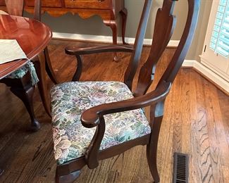Queen Anne style dining chairs comprising two arm and four side chairs