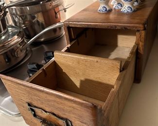 Antique oak recipe/postcard box
