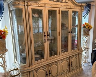 Ivory and Blue China Cabinet White Furniture