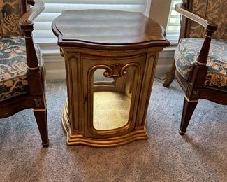 Side Table Display Wood Gold Accents