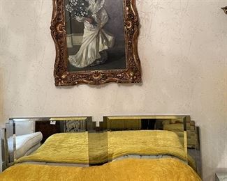 Yellow Velvet Swag Lamps Pair