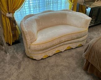 White Velvet Dubarry Loveseat Yellow Accents