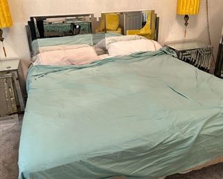 Mirrored Glass Headboard King Size Bed