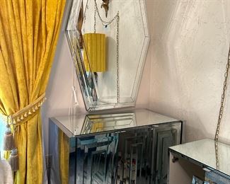 Mirrored Glass Vanity & Mirror