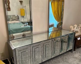 Mirrored Glass Dresser with Mirrors